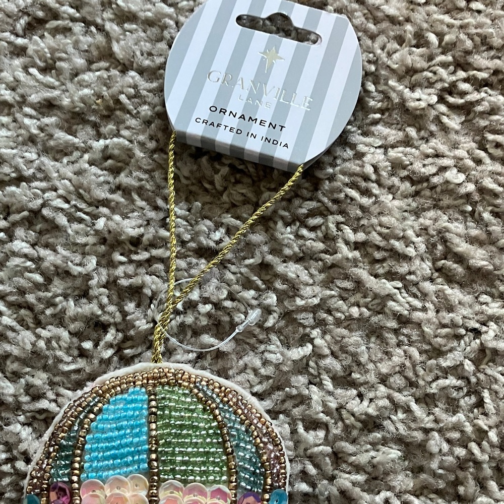 Beaded Hot Air Balloon Ornament with 'K' Charm - Picture 4 of 4
